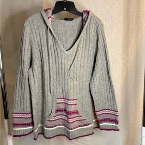 Lane Bryant Gray and Purple V-Neck Sweater